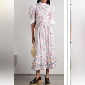 Batsheva X Laura Ashley Spring Prairie Blouse Floral Print Ruffle Cropped